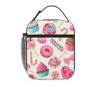 Kfjghhl Borsa termica per il pranzo con lecca lecca lecca e cupcake, borsa termica da donna per adulti, borsa termica per il pranzo, per scuola, picnic, viaggi, barbecue