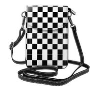 Kfjghhl Borse a tracolla in tartan bianco e nero piccole borse a tracolla per le donne borse in pelle vegana leggera del portafoglio della borsa del telefono cellulare