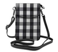 Kfjghhl Borse a tracolla in tartan bianco e nero piccole borse a tracolla per le donne borse in pelle vegana leggera del portafoglio della borsa del telefono cellulare