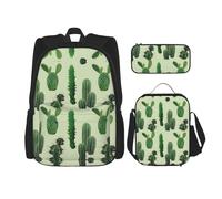 Kfjghhl Cactus, astuccio per matite, zaino, borsa per il pranzo, per ragazzi e ragazze, set per la scuola, per studenti, per l'estate