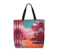 Kfjghhl Candy Land Totes Bag Grande Capacità Mano Spalla Cerniera Donna Signora Ragazza Negozio Borsa Lavoro Università Quotidi