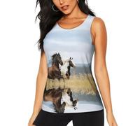 Kfjghhl Canotte da allenamento artistico per cavalli da donna per tutti i giorni fluide Racer Back Canotte da allenamento attivo, Nero , M