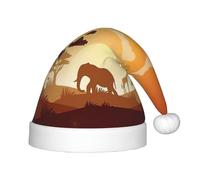 Kfjghhl Cappello di Babbo Natale elefante e giraffa al tramonto per bambini cappelli di Natale copricapo unisex cappello di Natale Capodanno festa festiva