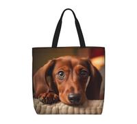 Kfjghhl Carino Bassotto Cane Totes Bag Grande Capacità Mano Spalla Cerniera Donna Signora Ragazza Negozio Borsa Lavoro College Quotidiano