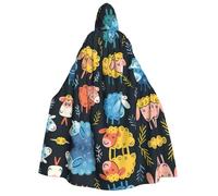Kfjghhl Carino Colorato Pecora Cartoon Modello Halloween Mantello D'oro Con Cappuccio Mantello A Lunghezza Intera Veste Mantello Costume di Halloween Cosplay Partito