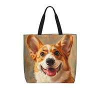 Kfjghhl Carino Corgi Totes Bag Grande Capacità Mano Spalla Cerniera Donna Signora Ragazza Negozio Borsa Lavoro College Quotidi