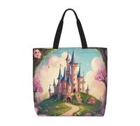 Kfjghhl Carino Fiaba Castle04 Totes Bag Grande Capacità Mano Spalla Cerniera Donna Signora Ragazza Negozio Borsa Lavoro College Quotidiano