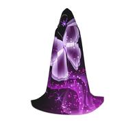 Kfjghhl Carino Viola Farfalla Lungo Mantello con Cappuccio Adolescenti Bambino Mantello Strega Costume Halloween Donna Uomo 89-140 cm
