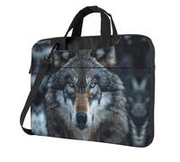 Kfjghhl Classic Blue Eyes Wolf Borsa per computer portatile Valigetta Pad Notebook Scomparto Elegante Business Bag Separato Ufficio, Nero , 14 inch