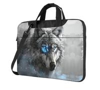 Kfjghhl Classic Blue Eyes Wolf Borsa per computer portatile Valigetta Pad Notebook Scomparto Elegante Business Bag Separato Ufficio, Nero , 14 inch