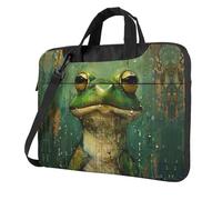 Kfjghhl Classic Frog And Rain Borsa per computer portatile Valigetta Pad Notebook Scomparto Elegante Business Bag Separato Ufficio, Nero , 13 inch