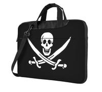 Kfjghhl Classica bandiera pirata borsa per computer portatile cartella pad notebook scomparto elegante business bag ufficio separato, Nero , 14 inch