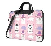 Kfjghhl Classico Cartone Animato Llama Alpaca Laptop Bag Valigetta Pad Notebook Scomparto Elegante Business Bag Separato Ufficio, Nero , 14 inch