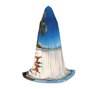 Kfjghhl Coconut Palm Beach Mantello lungo con cappuccio Adolescenti Bambino Mantello Strega Costume Halloween Donna Uomo 89-140 cm