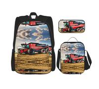 Kfjghhl Company Farm Tractor Pencil Case Zaino Borsa Pranzo Ragazzi Ragazze Scuola Bookbag Set College Laptop Studente Estate