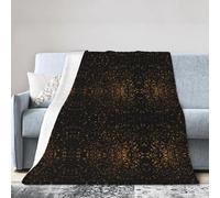 Kfjghhl Coperta in pile con carta da parati nera e oro, super morbida e calda, coperta per divano