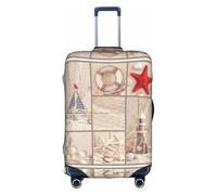 Kfjghhl Copertura per bagagli lavabile con conchiglie di stelle marine e barca, alla moda, adatta per valigie da viaggio da 45,7 a 81,7 cm, bianco, S