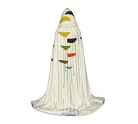 Kfjghhl Costume da strega con stampa moderna di metà secolo, mantello lungo con cappuccio per adolescenti, costume da strega, costume per Halloween, da donna e uomo, 89-140 cm
