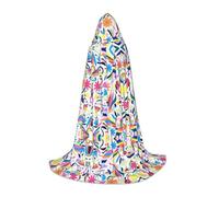 Kfjghhl Costume da strega messicana Otomi, mantello lungo con cappuccio per adolescenti, costume da strega, costume da strega, per donne e uomini, 89-139,7 cm