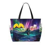 Kfjghhl Dark Northern Lights Grande Capacità Spiaggia Borsa da Viaggio Tote Bag Donne Tasche Laptop Borsa Lavoro Adulto Palestra