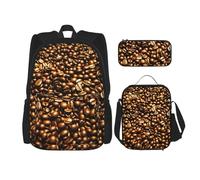 Kfjghhl Divertente astuccio per matite con chicchi di caffè tostato zaino borsa per il pranzo per ragazzi ragazze scuola bookbag set college laptop studente estate
