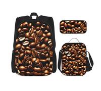 Kfjghhl Divertente astuccio per matite con chicchi di caffè tostato zaino borsa per il pranzo per ragazzi ragazze scuola bookbag set college laptop studente estate