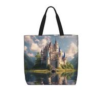 Kfjghhl Dream-Like Fairy Tale Castle03 Totes Bag Grande Capacità Mano Spalla Cerniera Donna Signora Ragazza Negozio Borsa Lavoro College Quotidiano