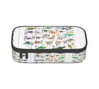 Kfjghhl Elegante astuccio con lettere dell'alfabeto e dinosauri, grande astuccio per ragazze e ragazzi, astuccio secondario con cerniera e scomparti con cerniera