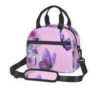 Kfjghhl Farfalle e fiori Borsa per il pranzo per le donne ampia aperta portatile Lunch Tote Pocket termica pranzo adulti picnic spiaggia