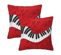 Kfjghhl Federa decorativa per cuscino con note musicali e pianoforte, 45/50 cm, quadrata