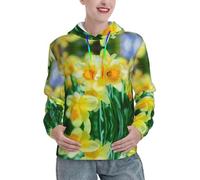 Kfjghhl Felpa con cappuccio da uomo e donna con cappuccio con fiore narciso felpa con cappuccio unisex per adulti abbigliamento da lavoro regalo, Nero , M