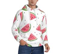 Kfjghhl Felpa con cappuccio da uomo in pile con cappuccio a maniche lunghe con anguria e frutta fresca, regalo per San Valentino, Nero , 3XL