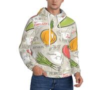 Kfjghhl Felpa con cappuccio da uomo in pile con cappuccio a maniche lunghe con frutta e verdura, regalo per San Valentino, Nero , XL