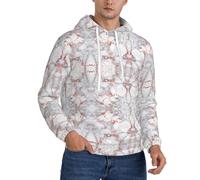 Kfjghhl Felpa con cappuccio da uomo in pile con cappuccio e maniche lunghe, con motivo marmo bianco e oro rosa, idea regalo per San Valentino, Nero , L