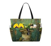 Kfjghhl Frog And Rain Grande Capacità Spiaggia Borsa da Viaggio Tote Bag Donne Tasche Laptop Borsa Lavoro Adulto Palestra