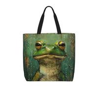 Kfjghhl Frog And Rain Totes Bag Grande Capacità Mano Spalla Cerniera Donna Signora Ragazza Negozio Borsa Lavoro College Quotidiano