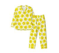Kfjghhl Giallo Pollo Uomo Maniche Lunghe Pigiama Set Giallo Pollo Uomo Manica Lunga Pj'S Set Morbido Loungwear Pantaloni Tasche Pjs Pjs, Nero , M