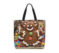 Kfjghhl Gingerbread Man Candy Totes Bag Grande Capacità Mano Spalla Cerniera Donna Signora Ragazza Negozio Borsa Lavoro College Quotidiano