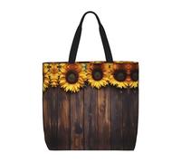 Kfjghhl Girasole Su Legno Plancia Totes Bag Grande Capacità Mano Spalla Cerniera Donna Signora Ragazza Negozio Borsa Lavoro College Quotidiano