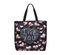 Kfjghhl I Love You Parole Con Cuori Totes Bag Grande Capacità Mano Spalla Cerniera Donna Signora Ragazza Negozio Borsa Lavoro College Quotidiano