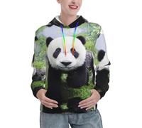 Kfjghhl Lovely Panda Walking On The Grassland Pullover con cappuccio Top Felpa con cappuccio Uomo Donna Felpa con cappuccio Adulto Unisex Abbigliamento da lavoro Regalo, Nero , XL