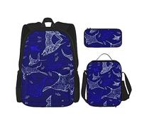 Kfjghhl Manta Ray and Fish - Astuccio portapranzo per ragazzi e ragazze, set di libri per la scuola, università, laptop, studenti, estate