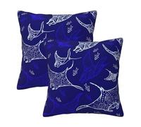 Kfjghhl Manta Ray and Fish - Federa decorativa per cuscino da divano, 45/50 cm, quadrata