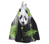 Kfjghhl Mantello con cappuccio unisex a forma di panda che cammina sulla prateria, per feste, Halloween, cosplay, per adulti, Natale, 147,3 cm