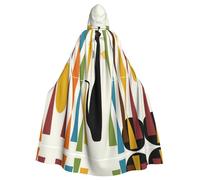 Kfjghhl Mantello con cappuccio unisex di metà secolo con gatto arte moderna mantello per feste Halloween Cosplay adulto felpe con cappuccio vestaglia Natale 147,3 cm