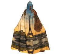 Kfjghhl Mantello con cappuccio unisex Torre Eiffel Parigi autunno mantello con cappuccio costume festa Halloween Cosplay adulto felpe con cappuccio vestaglia Natale 147,3 cm