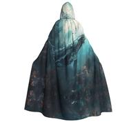 Kfjghhl Mantello da balena sottomarina con cappuccio dorato mantello a lunghezza intera mantello per costume di Halloween Cosplay Party