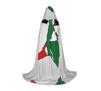 Kfjghhl Map02 - Mantello lungo con cappuccio per adolescenti e bambini, con bandiera della Palestina, costume da strega, costume di Halloween, per donne e uomini, 89-139,7 cm