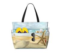 Kfjghhl Moderno Stella Marina E Corallo Sulla Spiaggia Sabbiosa Paesaggio Grande Capacità Spiaggia Borsa Da Viaggio Borsa Tote Bag Donne Tasche Borsa Del Computer