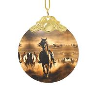 Kfjghhl Motivo a strisce di cavallo appeso in vetro rotondo albero di Natale targa regalo amici felice regali di Natale casa dector